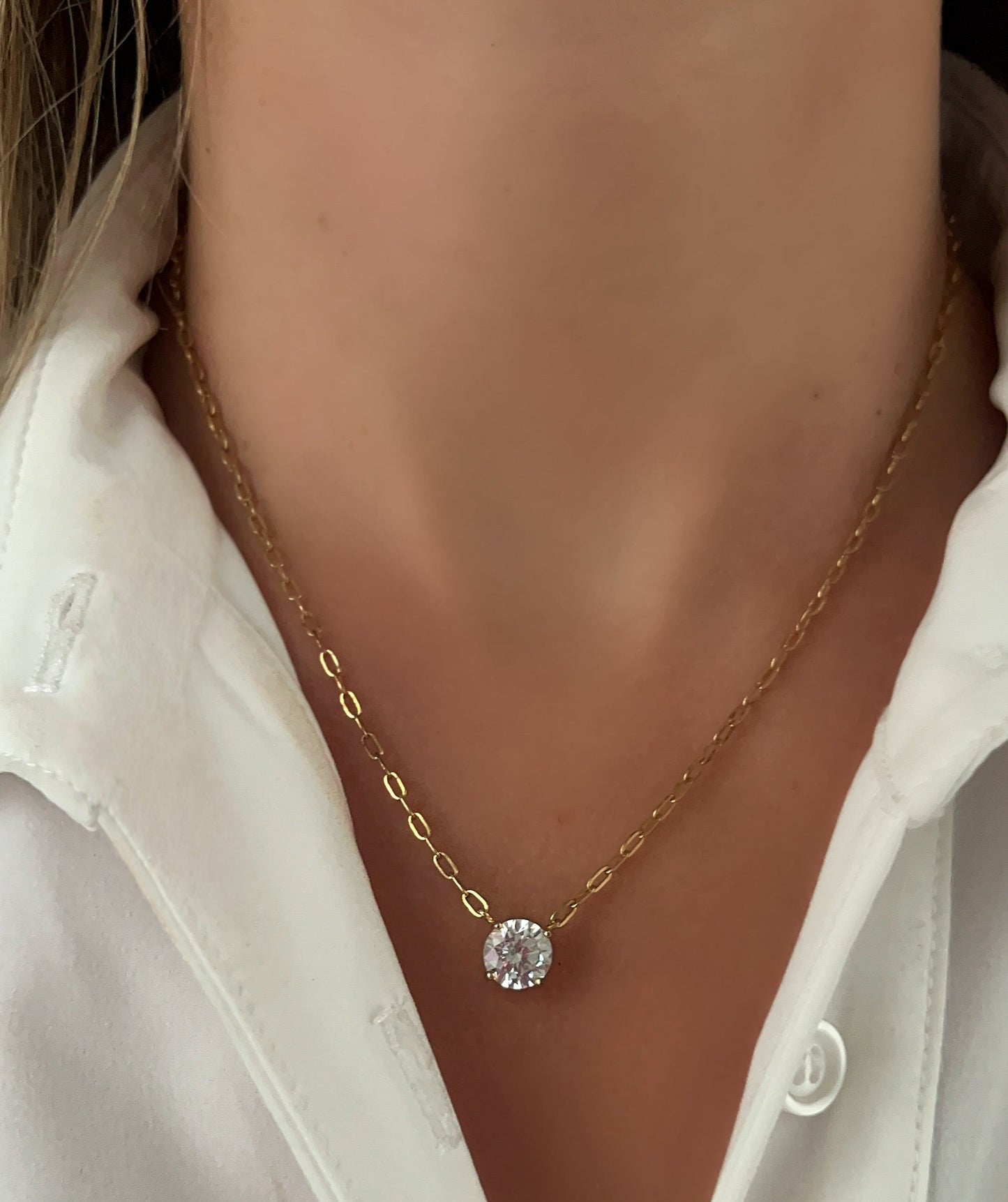 Solitaire Paperclip Necklace