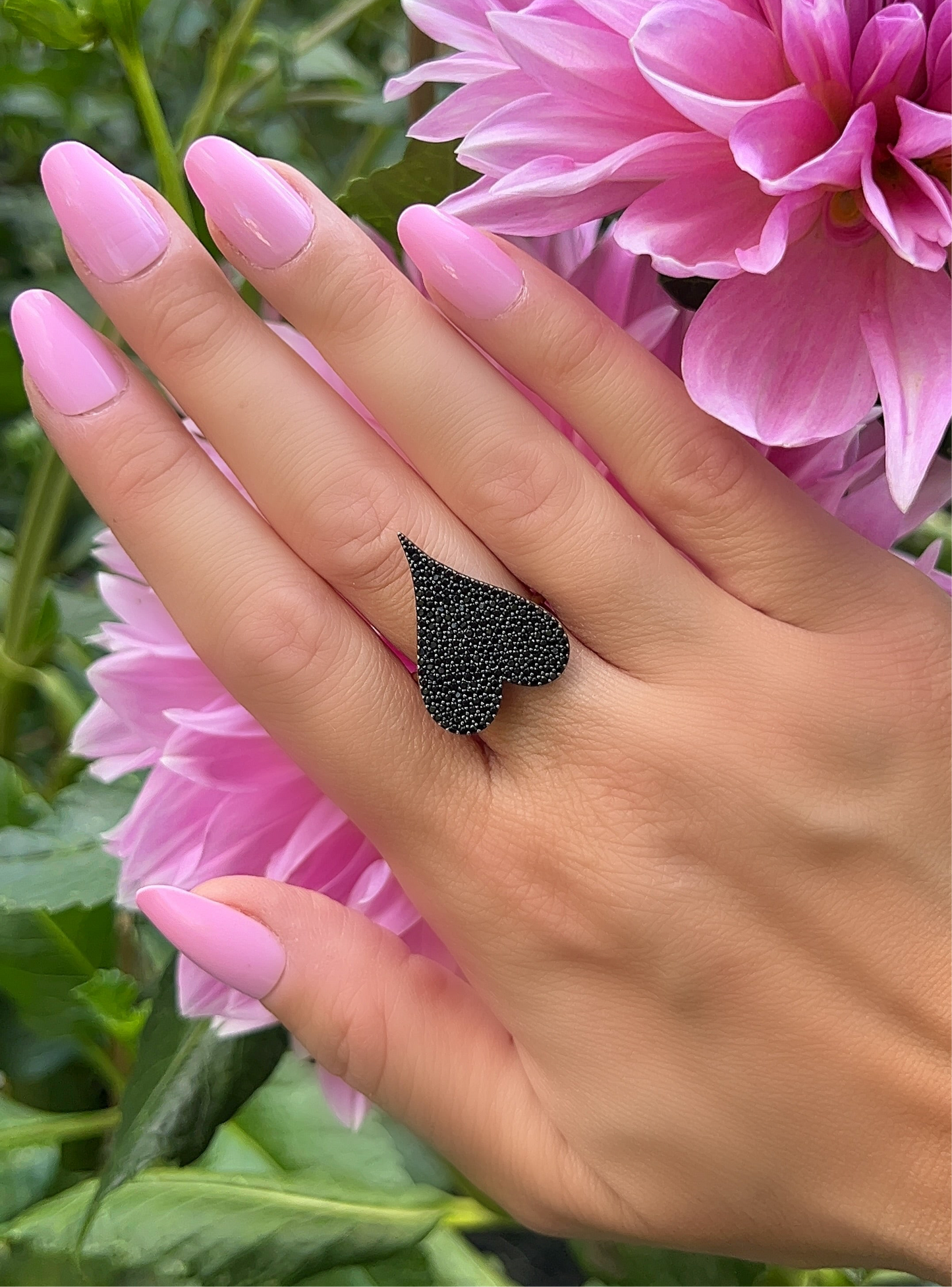 Black Pave Heart Ring