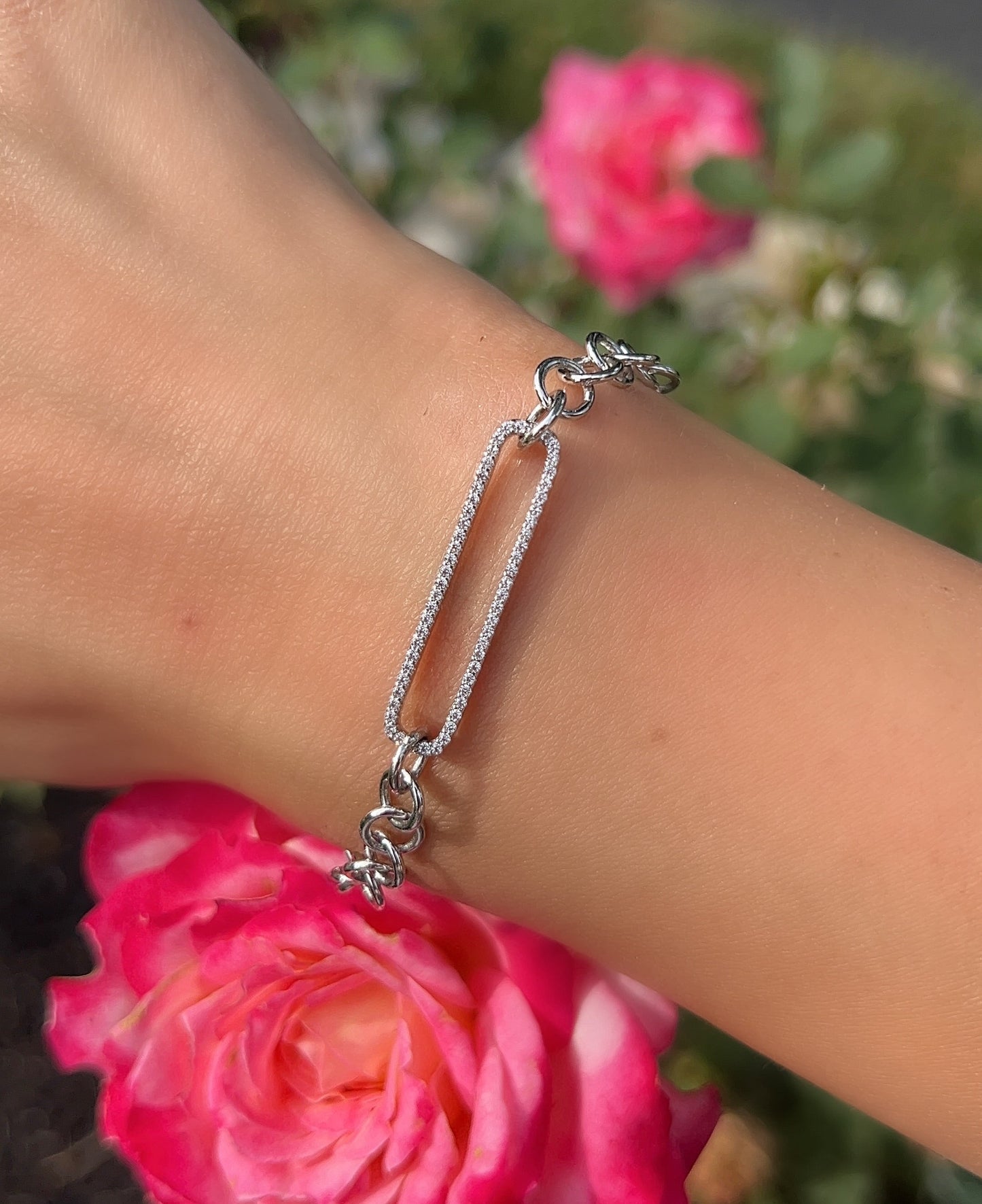 Oversized Pave Paperclip Bracelet