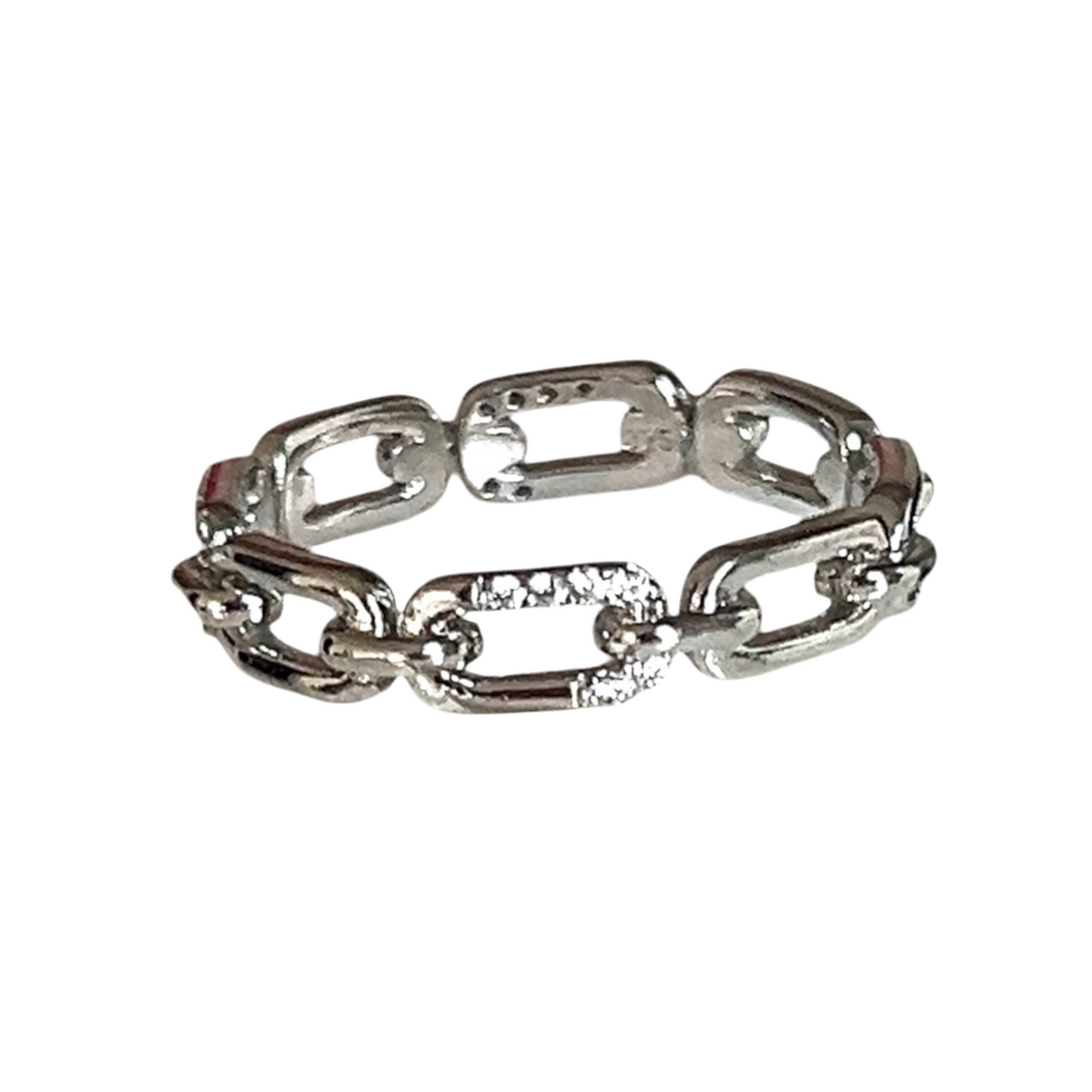 Pave Accent Chain Link Ring