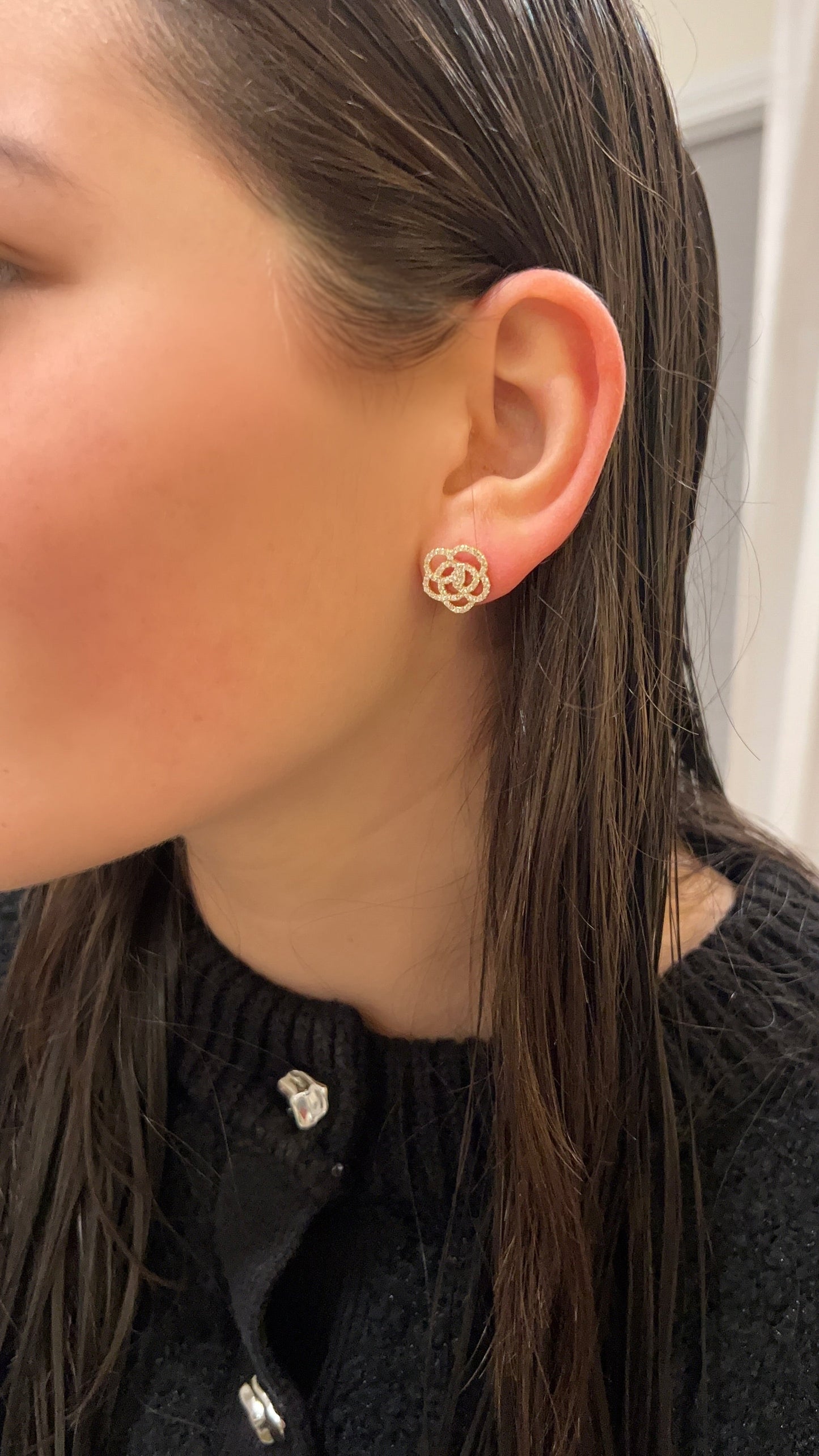 Pave Flower Earrings