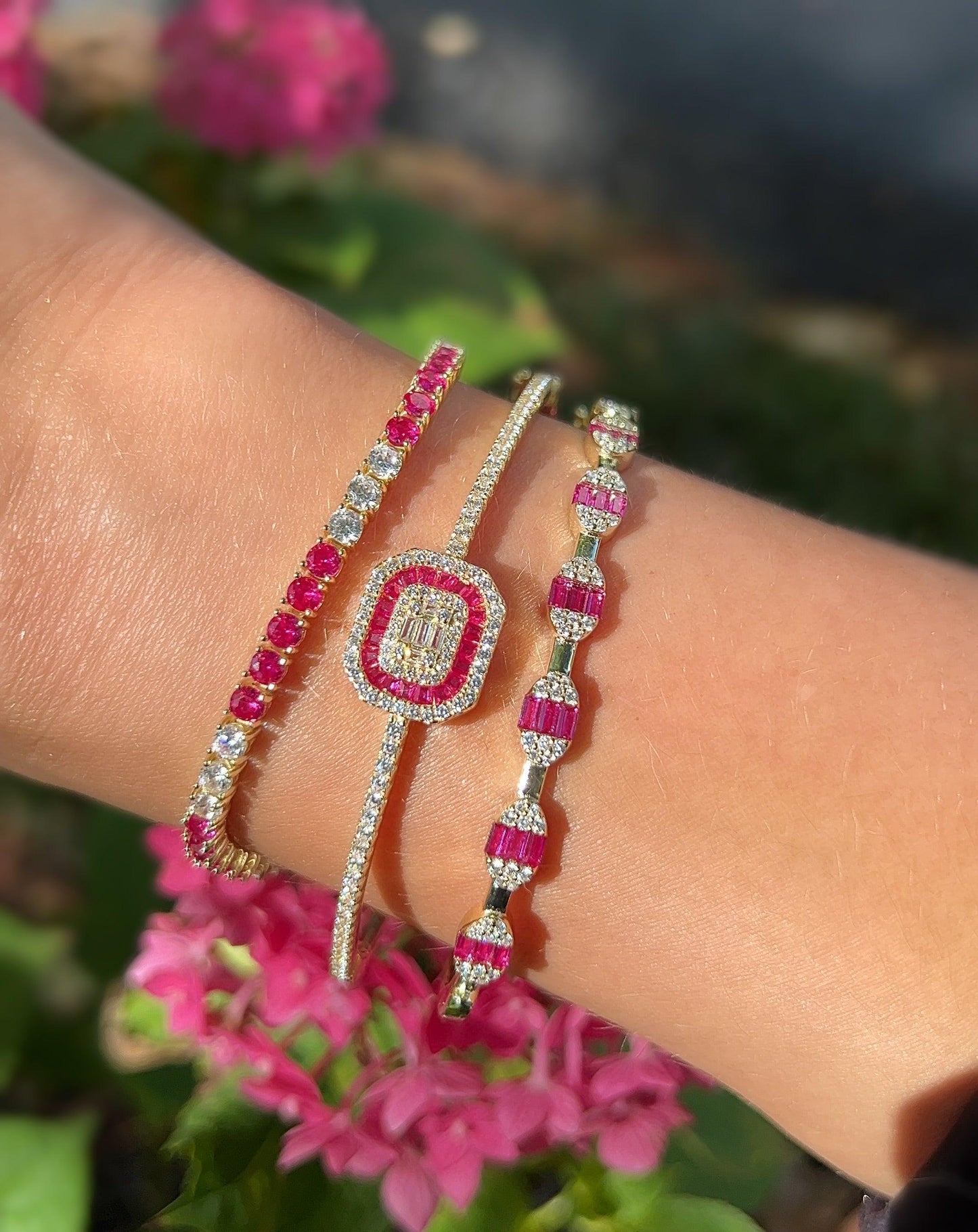 Pink Accent Oval Bangle