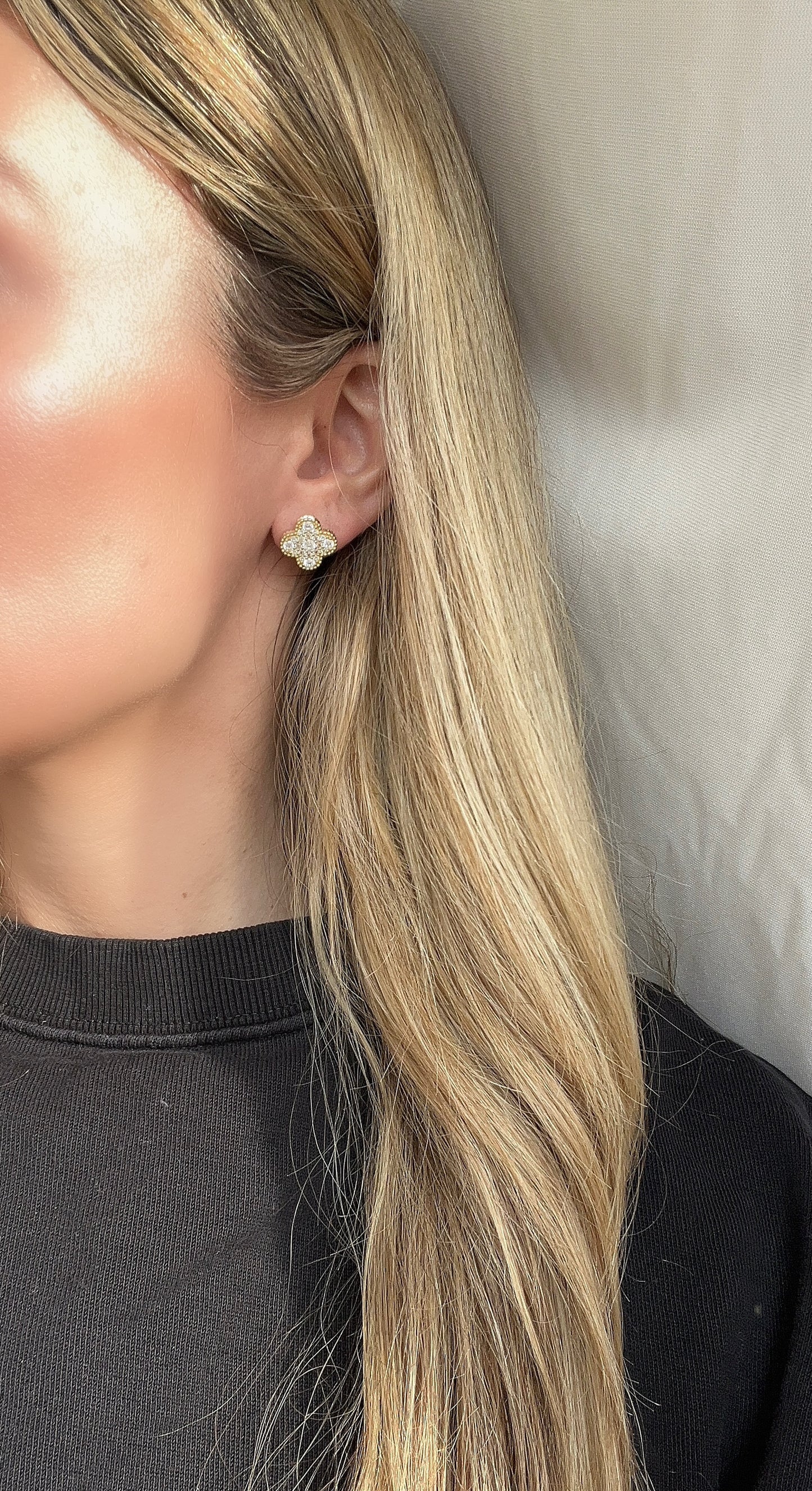 Pave Clover Studs