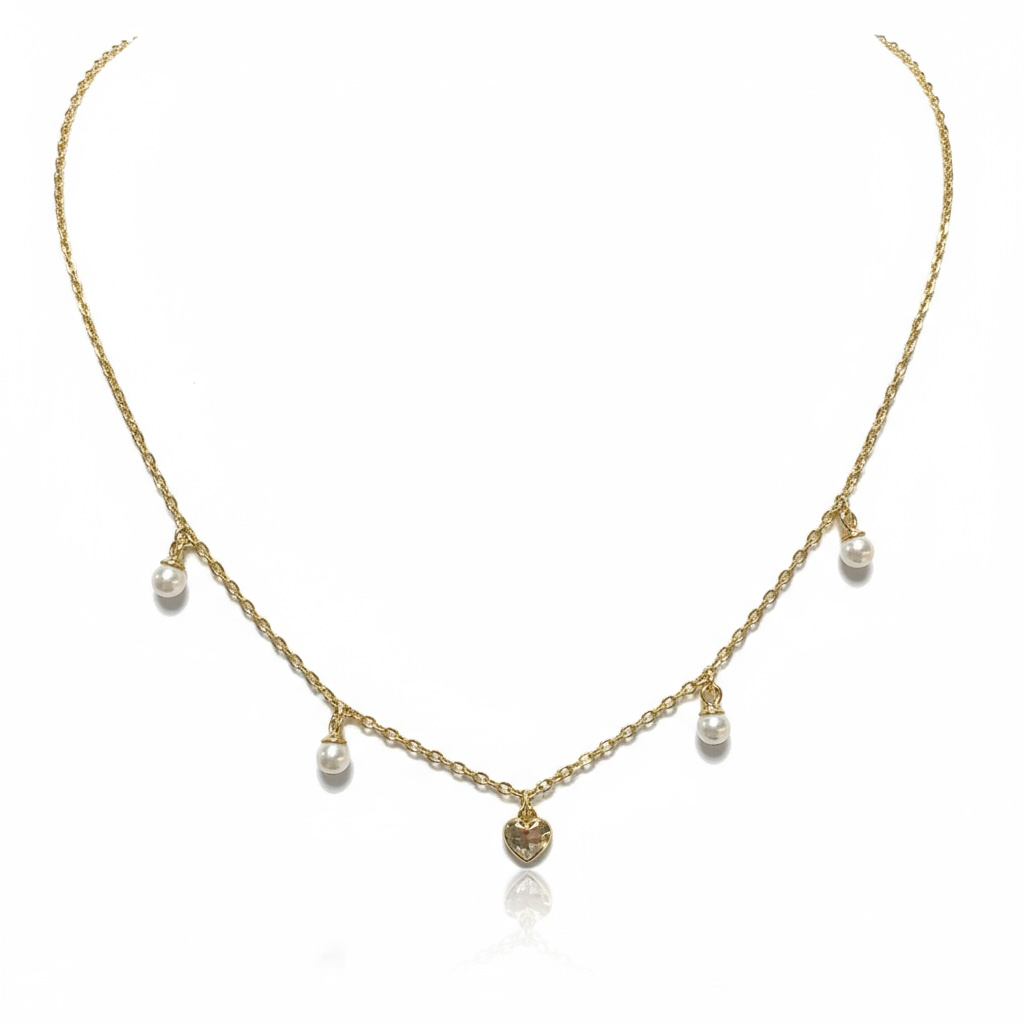 Mini Pearl Heart Necklace