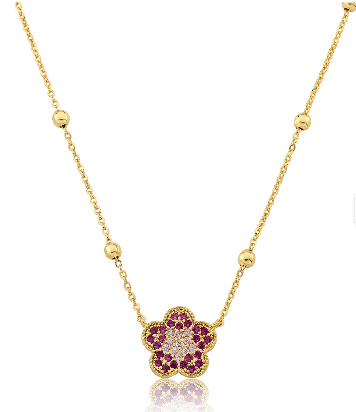 Girls Ombre Pink Flower Necklace