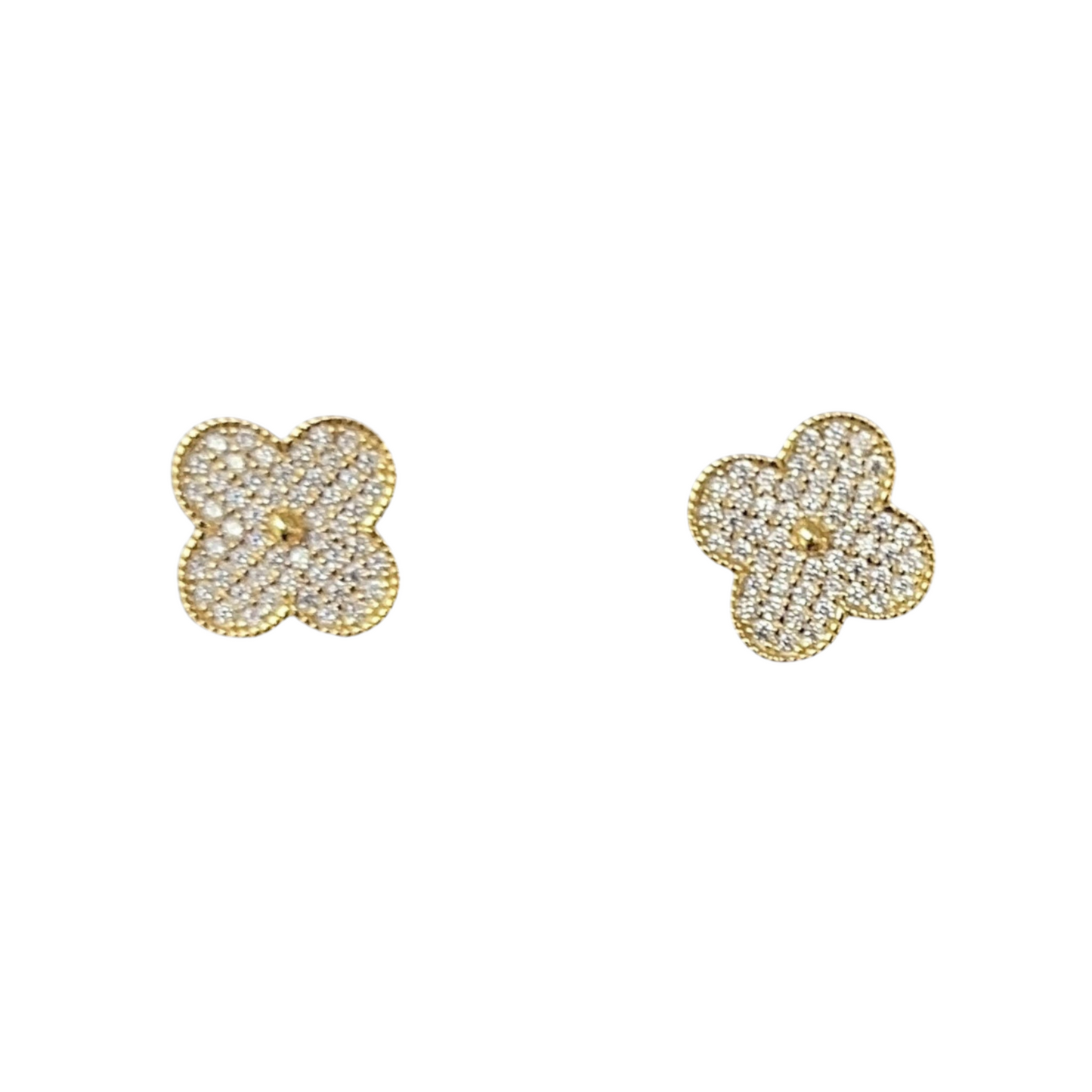 Large Pave Clover Stud