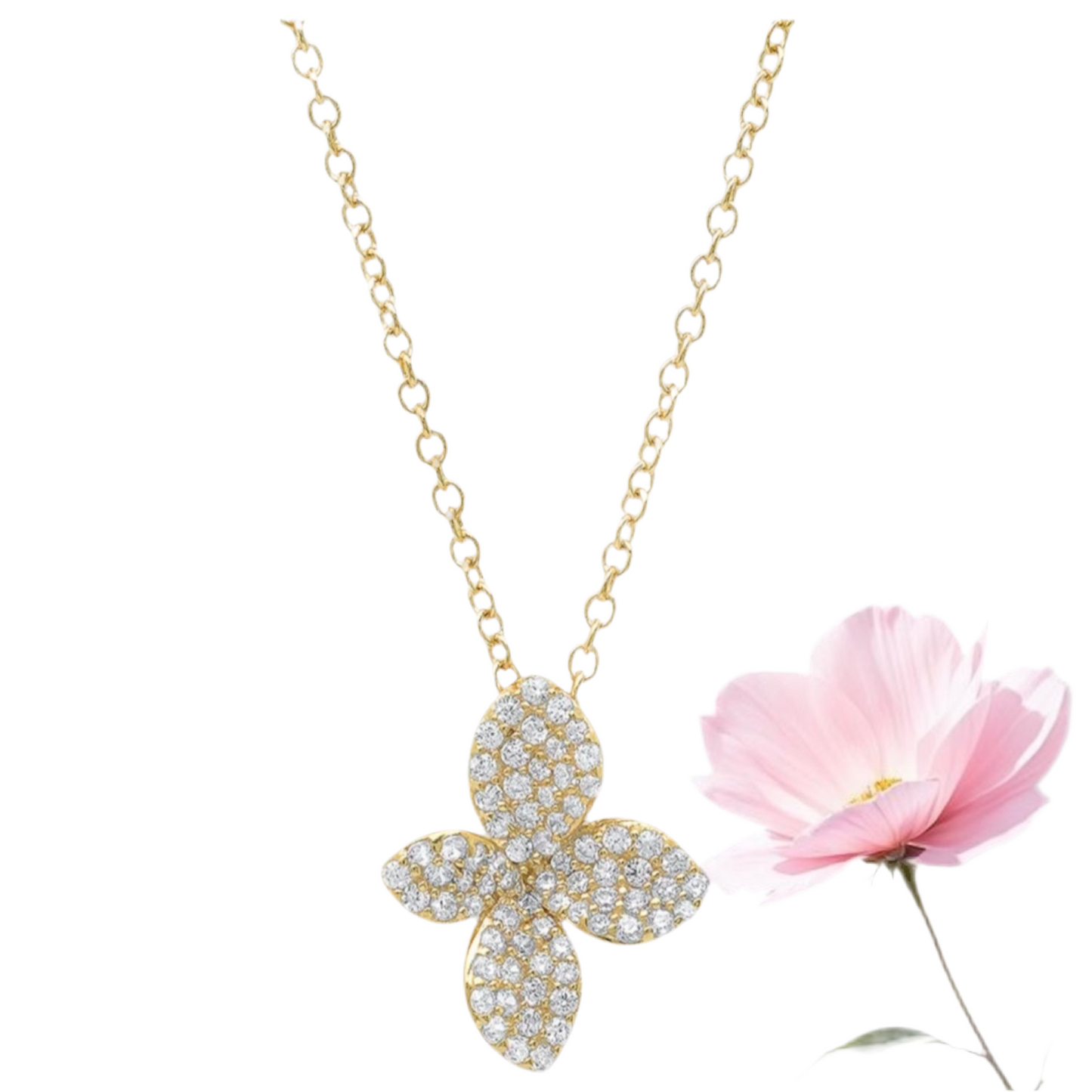 Pave Petal Necklace