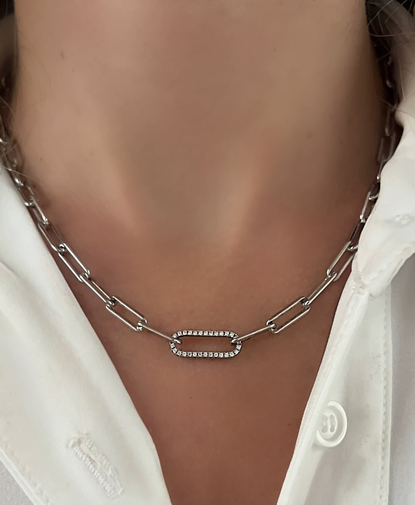 Sparkly Accent Paperclip Necklace