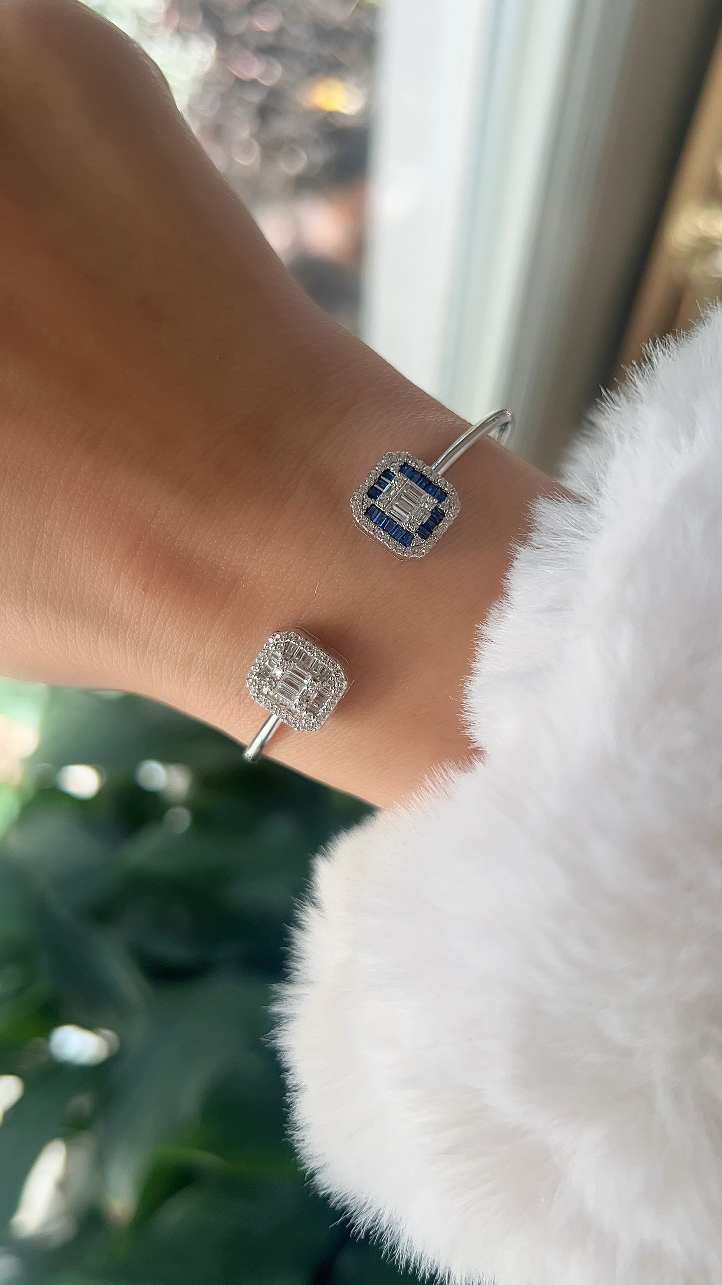 Double Baguette Open Bangle