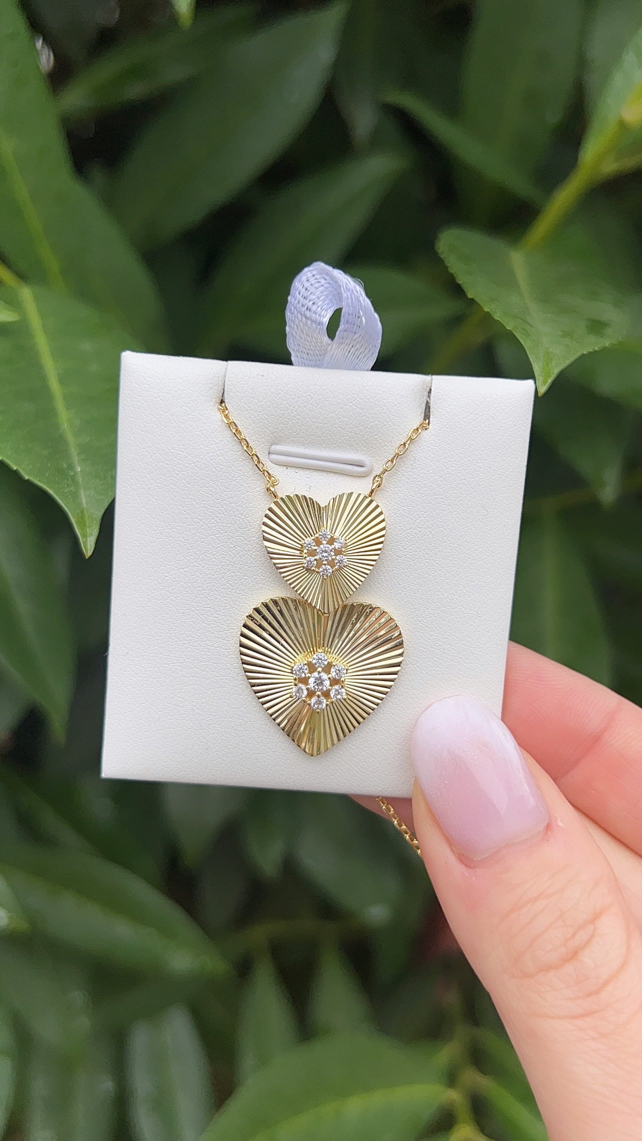 Double Fluted Heart CZ Accent