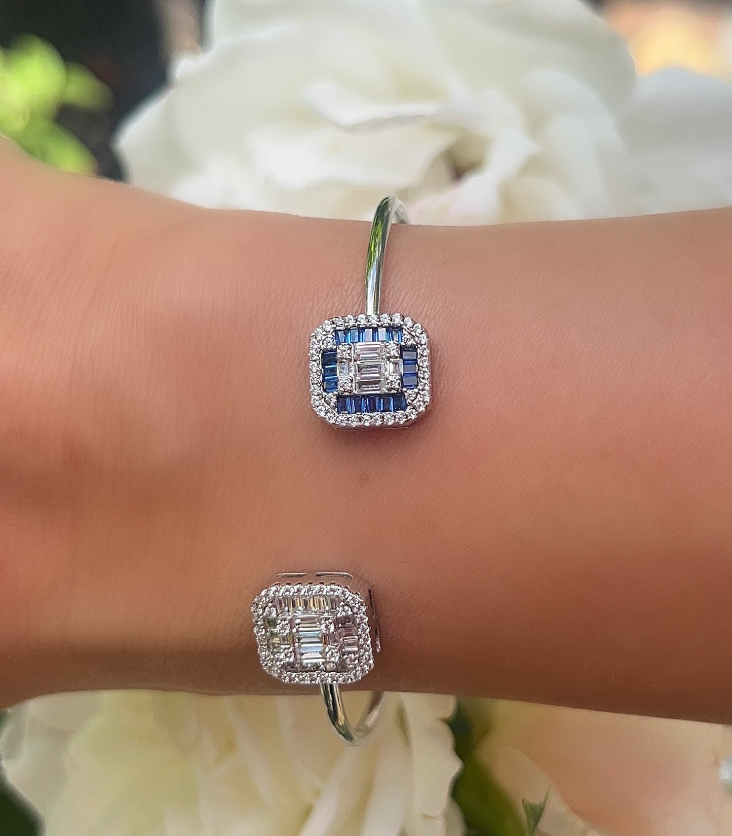 Double Baguette Open Bangle