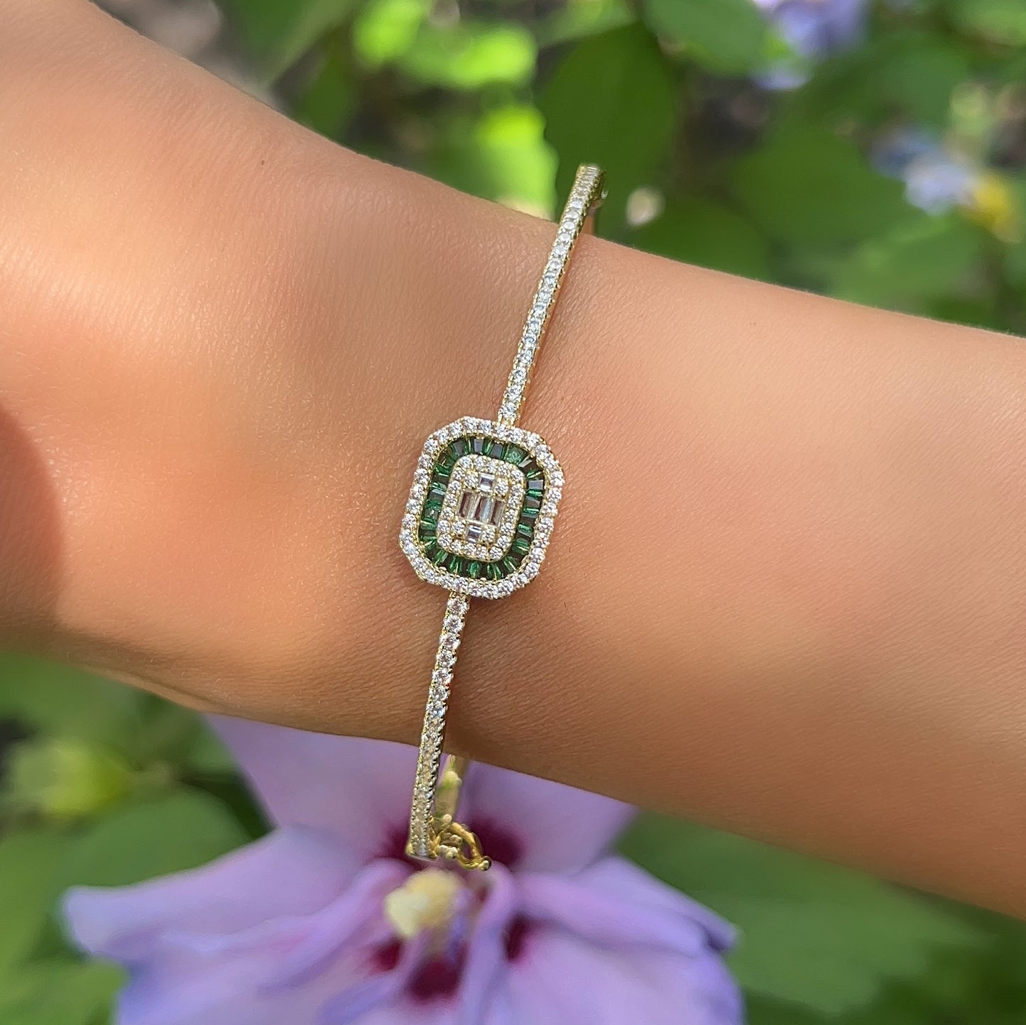 Emerald Cut Gemstone Bangle