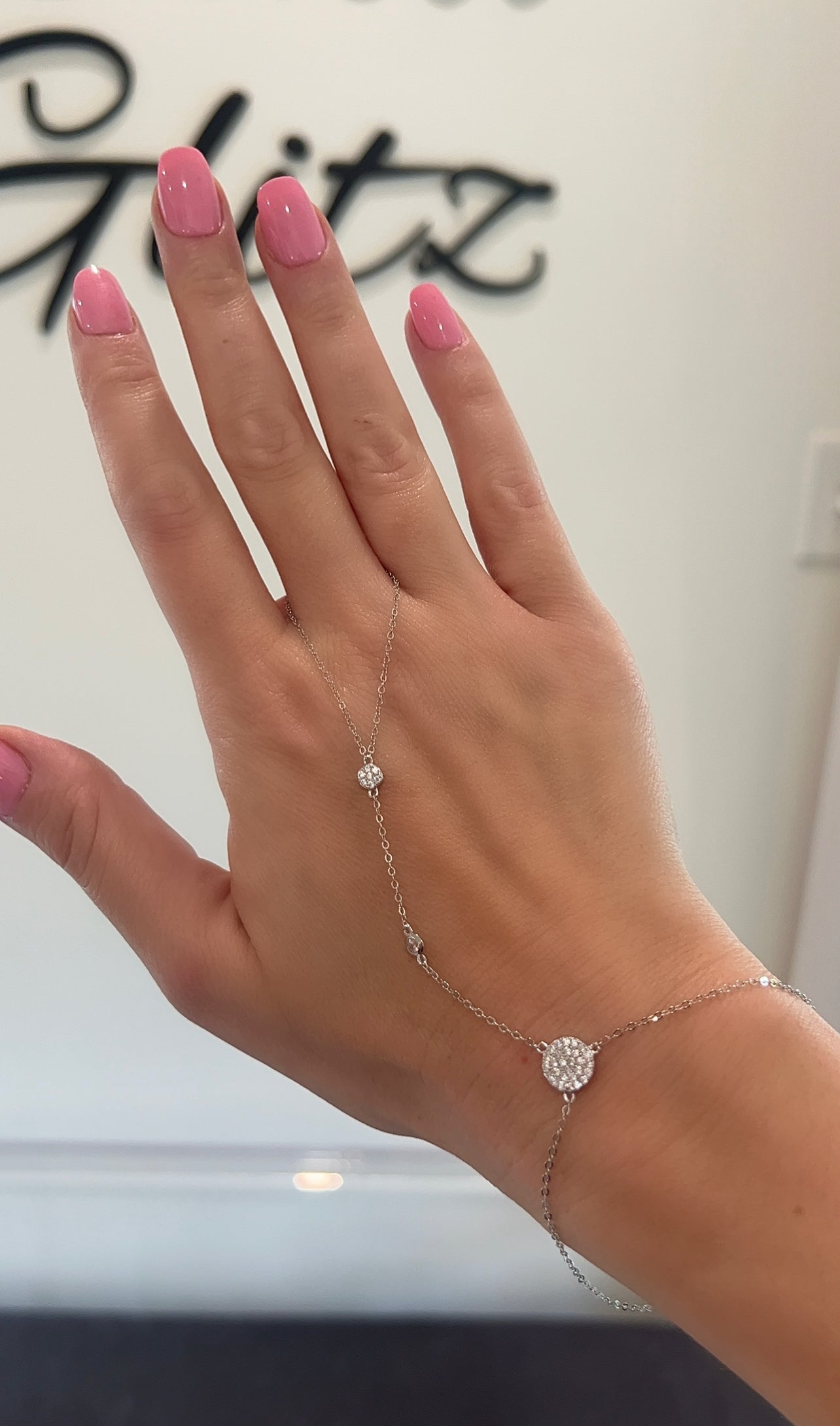 Pave Halo Hand Chain