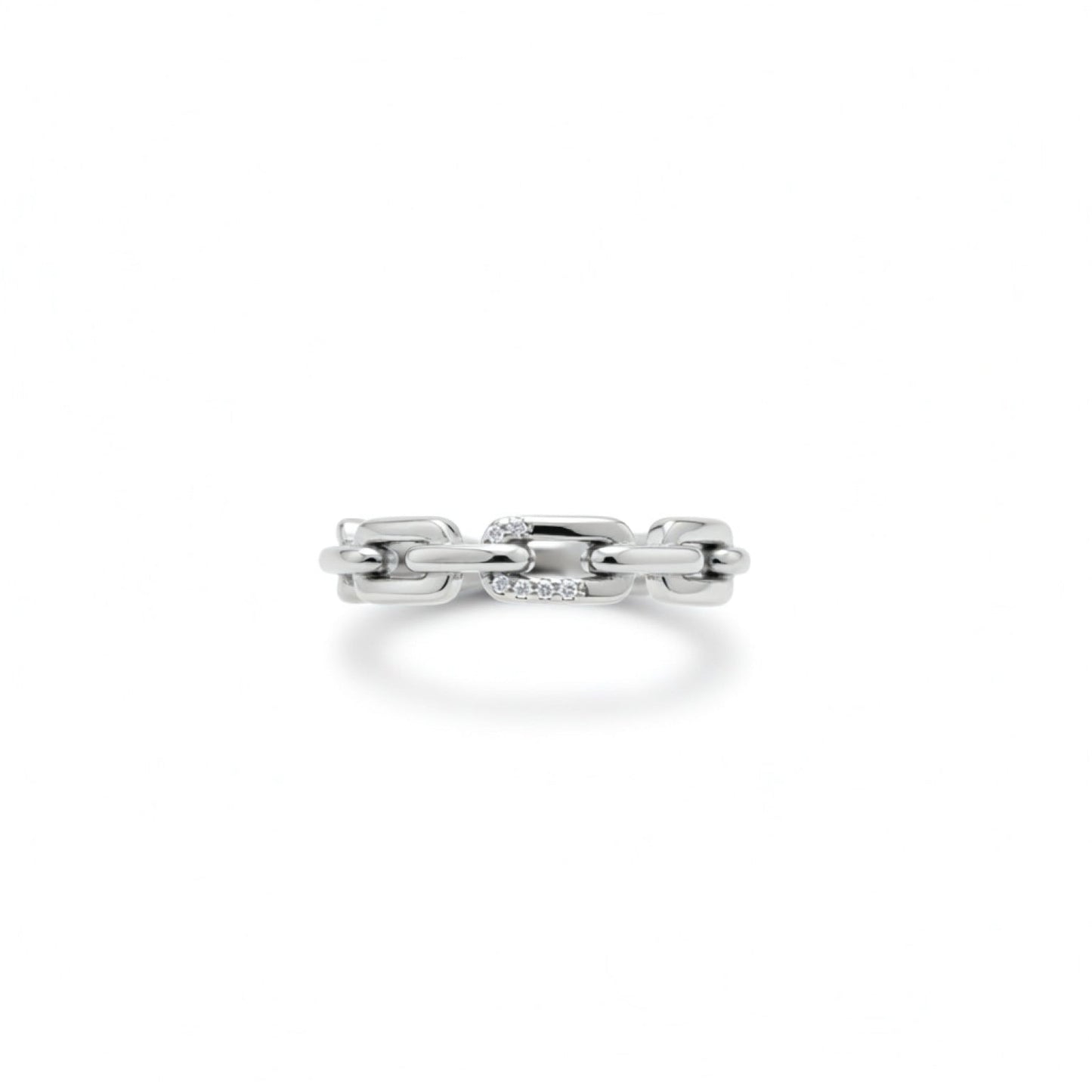 Pave Accent Chain Link Ring