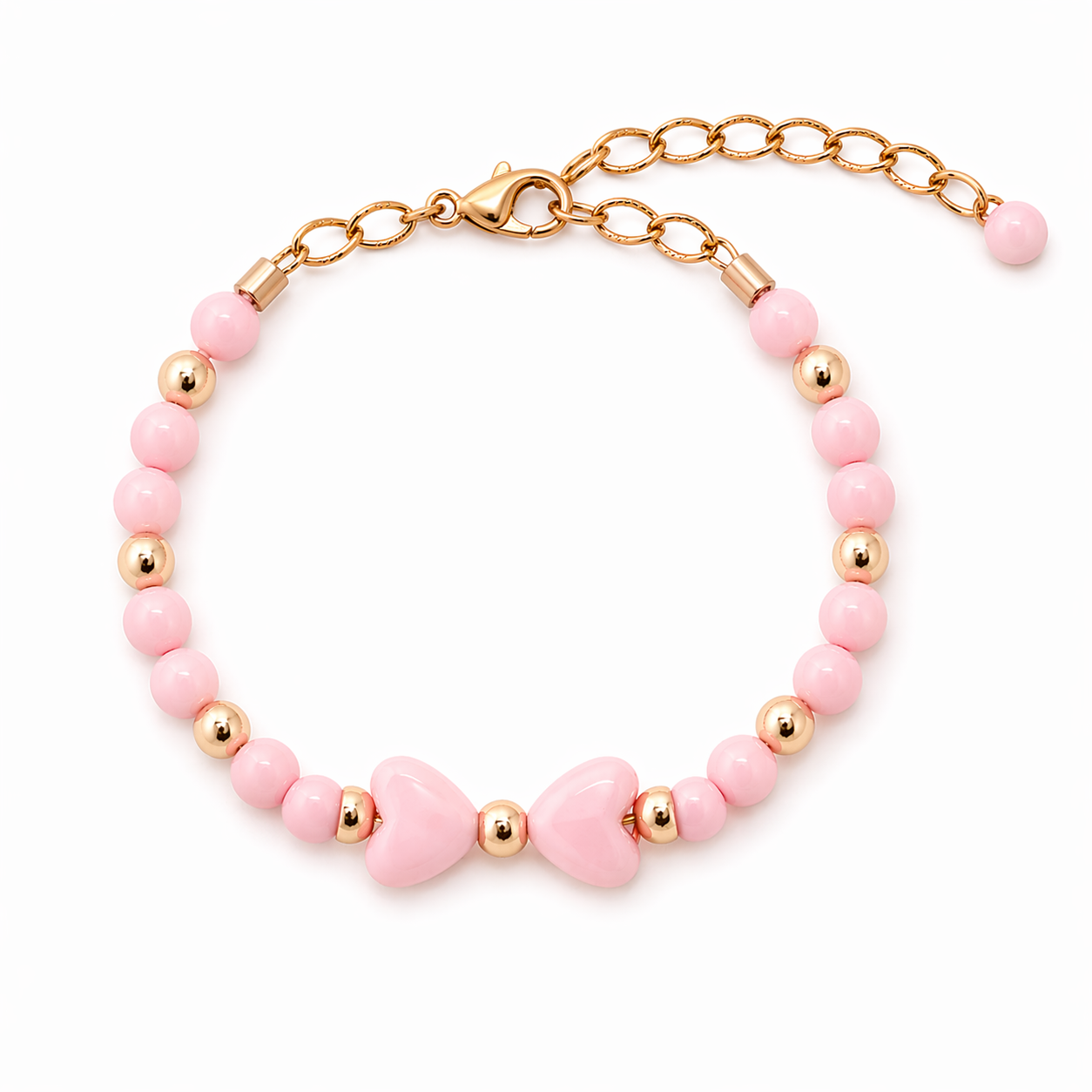 Pink Beaded Bow Bracelet