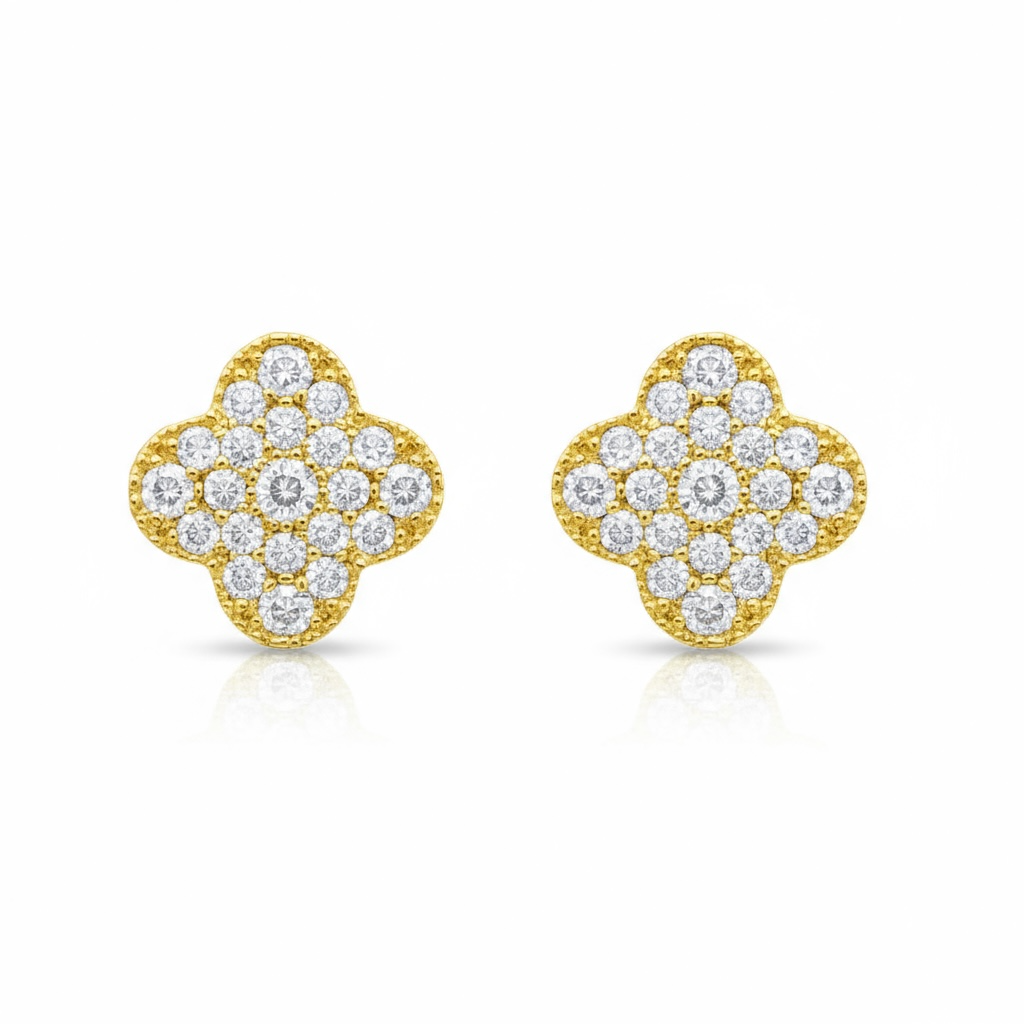 Pave Clover Studs