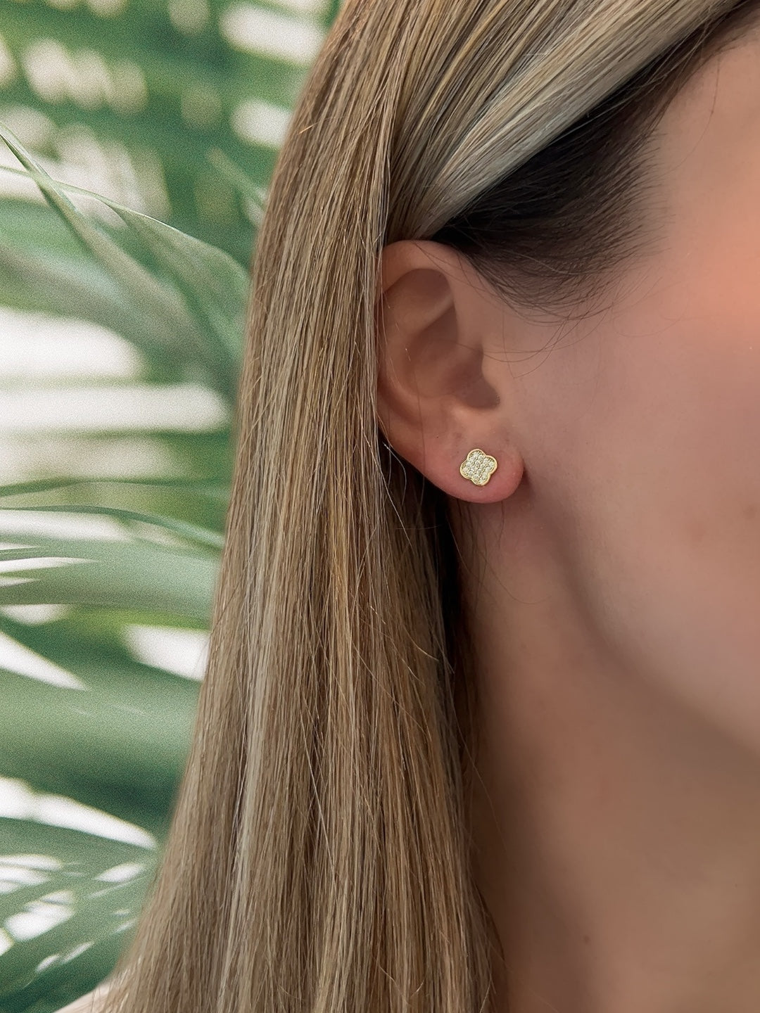 Small Pave Clover Stud