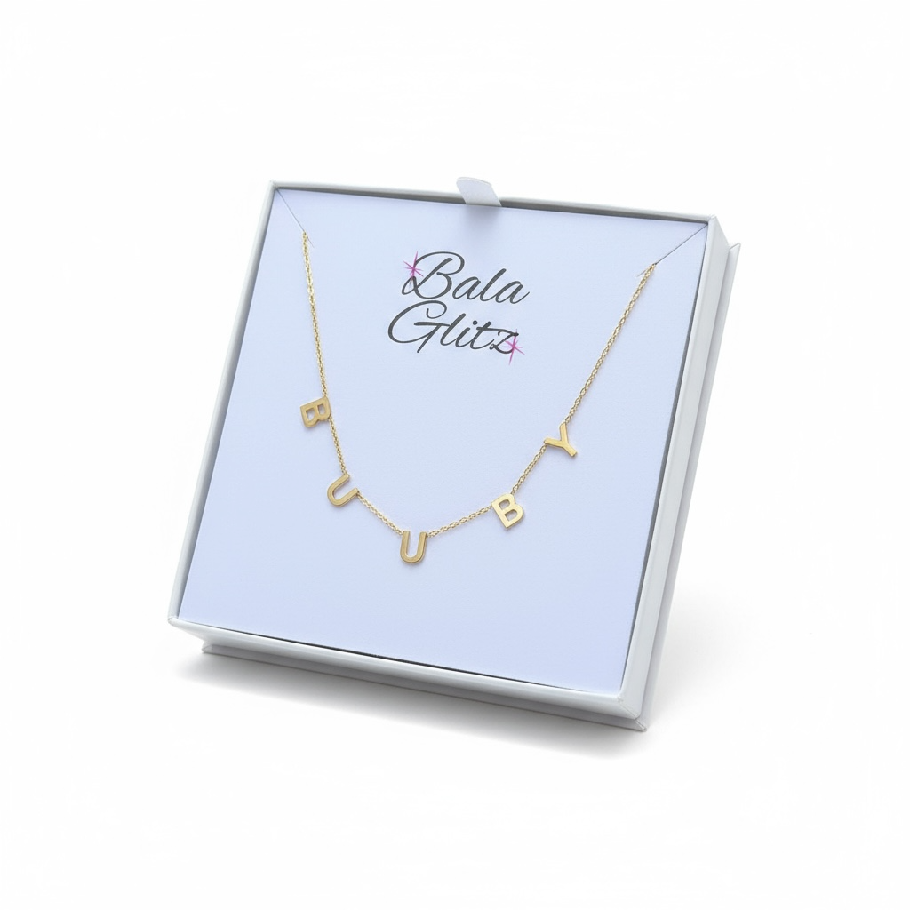 Solid 14K Gold Mommy Initial Necklace with CZ Bezels