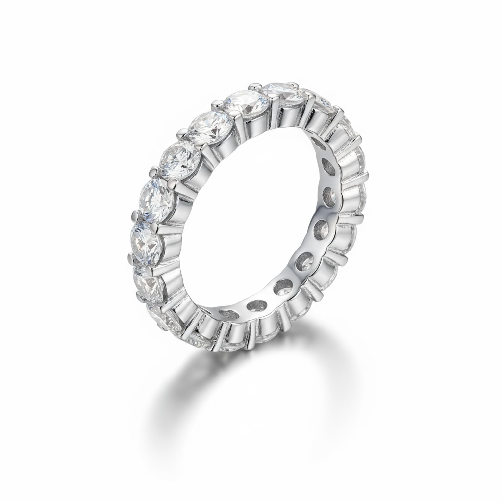 5 CT Sterling Silver Round Cut Eternity Band