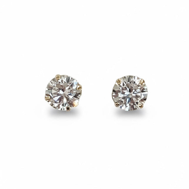 CZ 14K Solid Yellow or White Gold Screwback