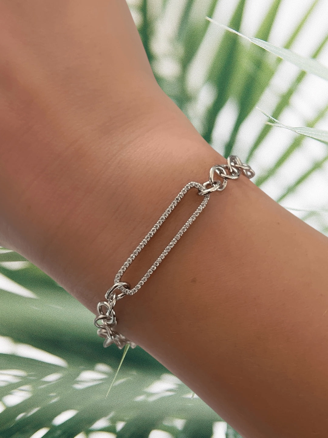 Oversized Pave Paperclip Bracelet