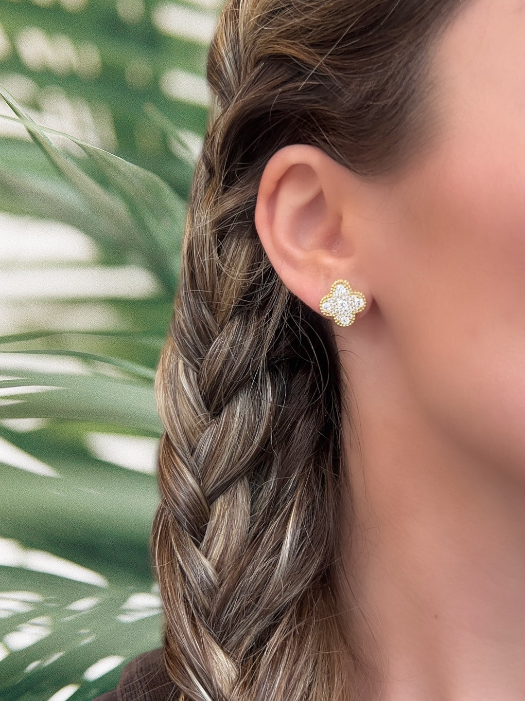 Pave Clover Studs
