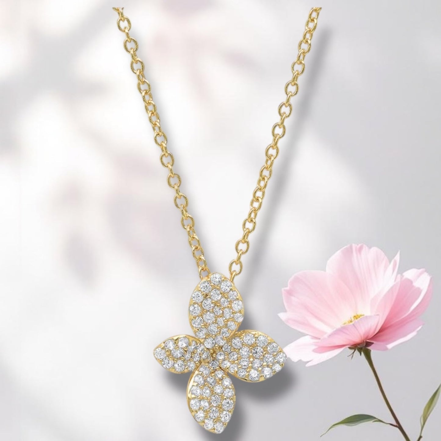 Pave Petal Necklace