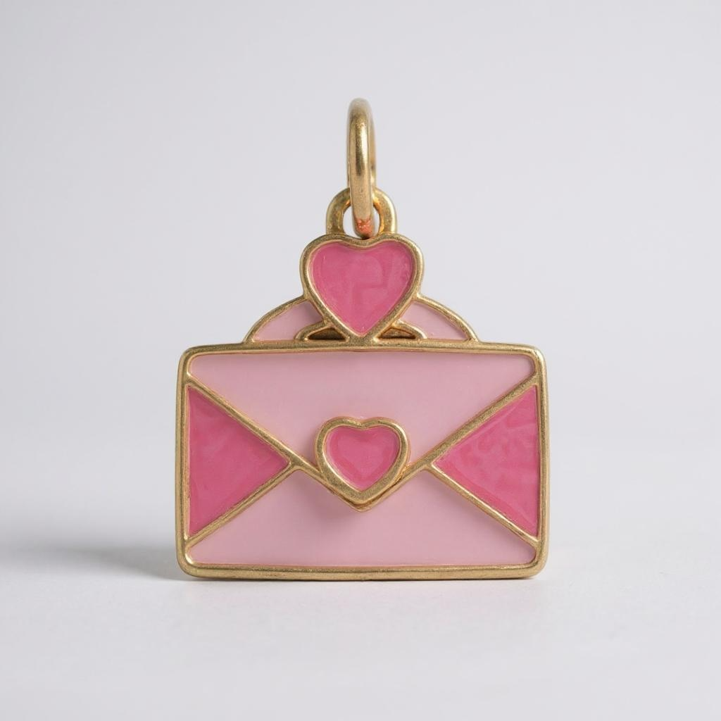Pink Heart Envelope Charm
