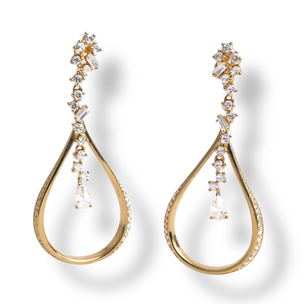 Golden Raindrop Sparkle EarringsÂ