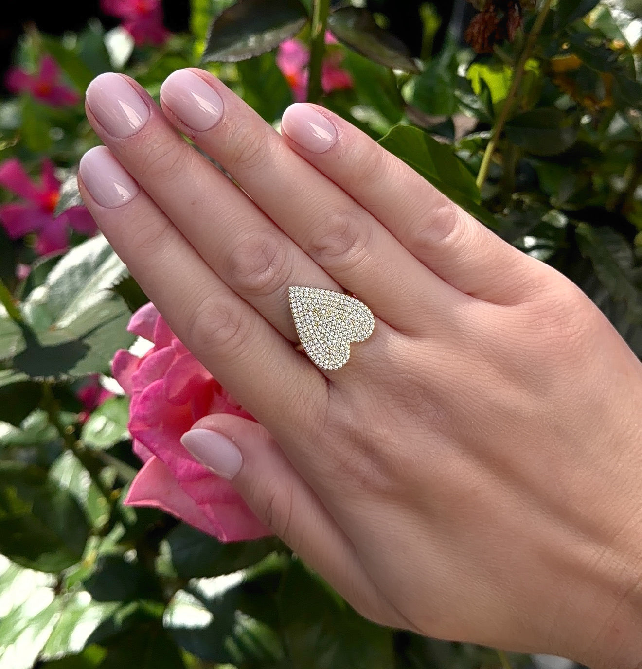 Large Pave Heart Ring
