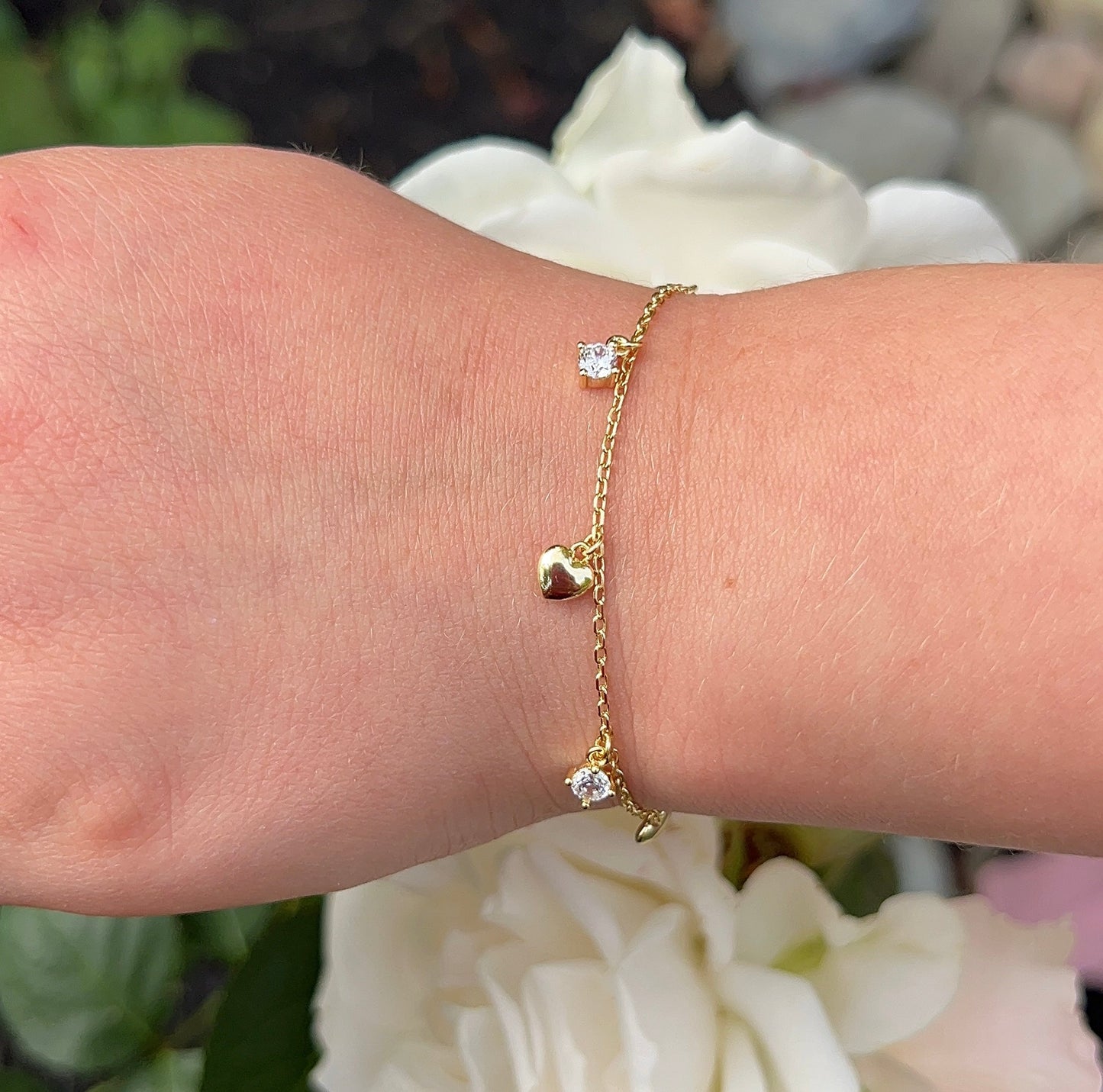 Puff Heart & Diamond Bracelet