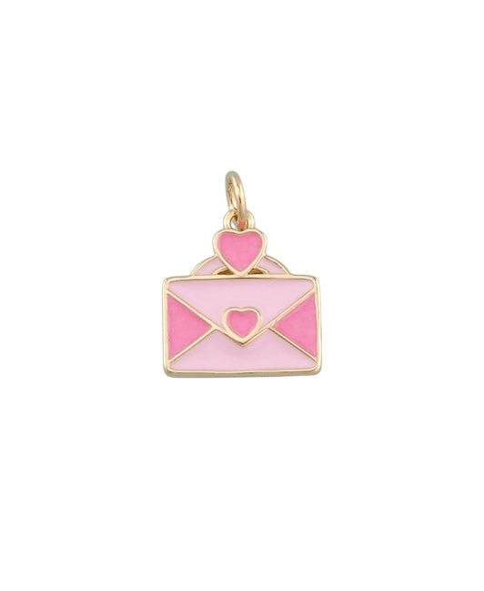 Pink Heart Envelope Charm