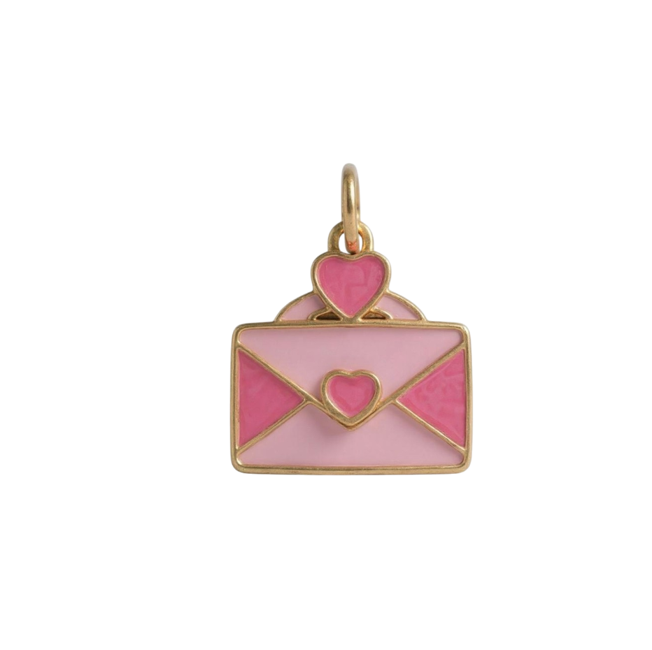Pink Heart Envelope Charm