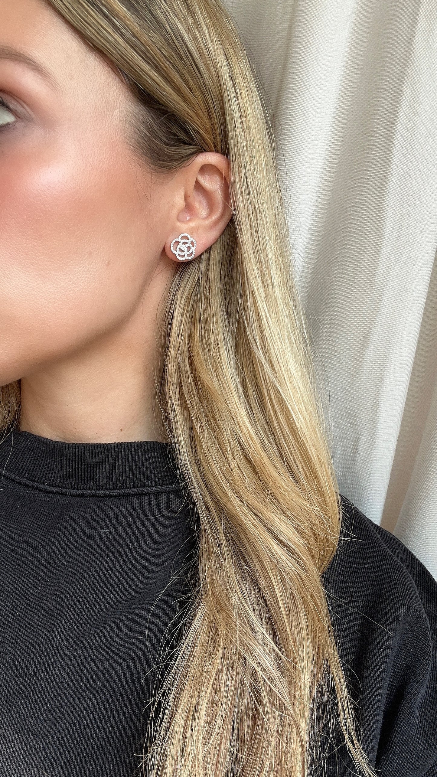 Pave Flower Earrings