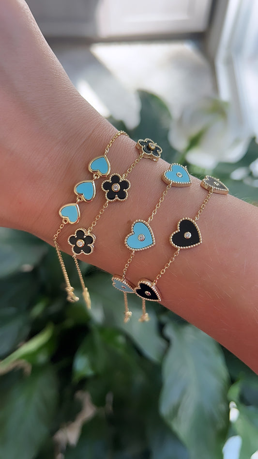 Enamel Hearts Bracelet 