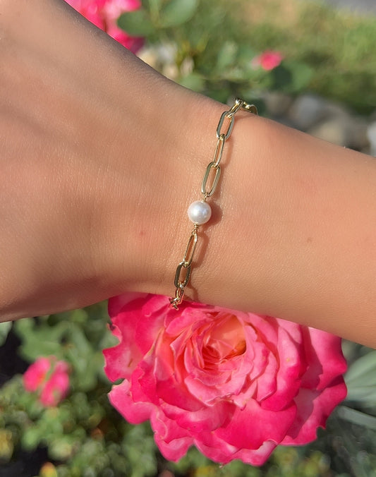 Paperclip Pearl Bracelet 