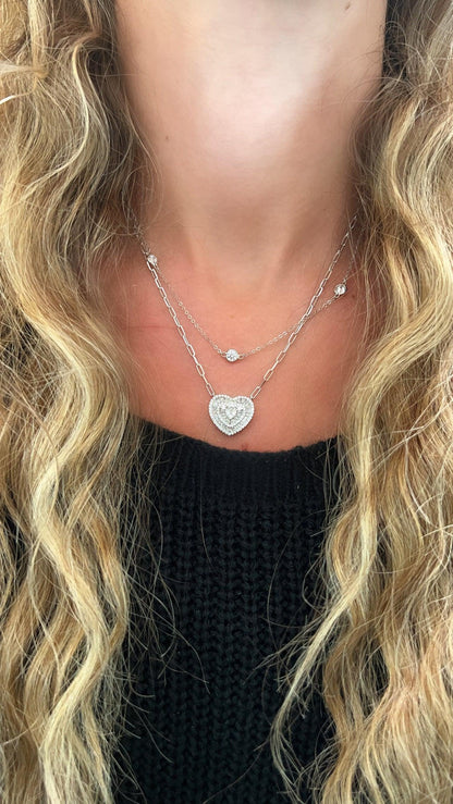 Large Baguette Heart Necklace 