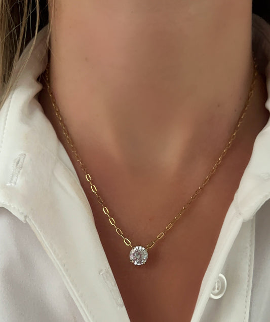 Solitaire Paperclip Necklace 