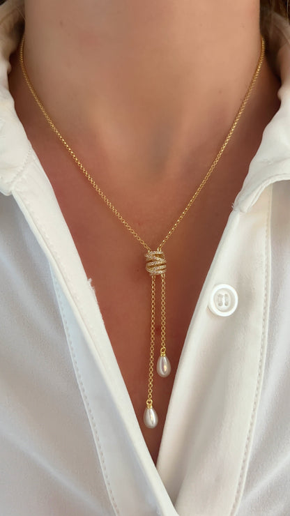 Glow Drop Pearl Necklace 