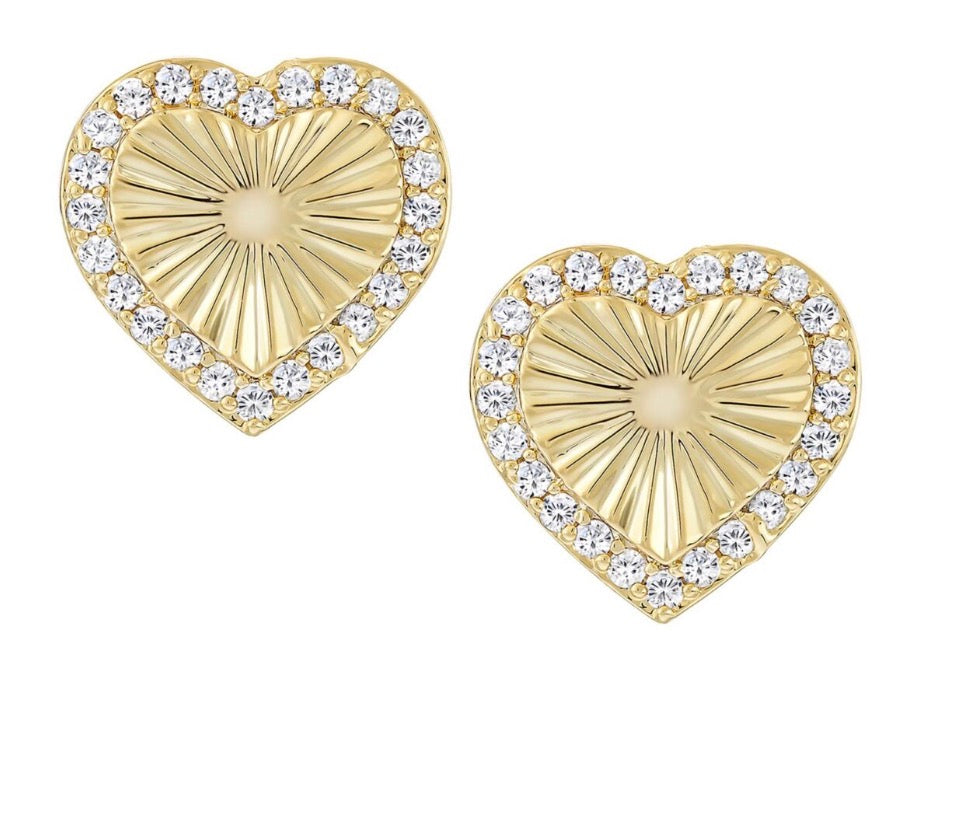 Fluted Outline Heart Studs 