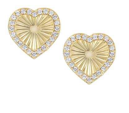 Fluted Outline Heart Studs 