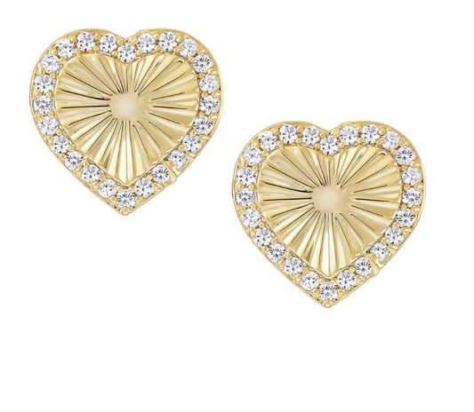 Fluted Outline Heart Studs 
