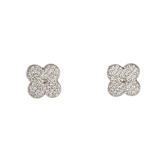 Large Pave Clover Stud 