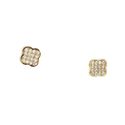 Small Pave Clover Stud 