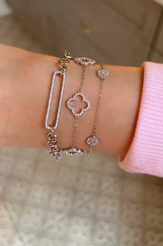 Pave Clover Outline Bracelet 