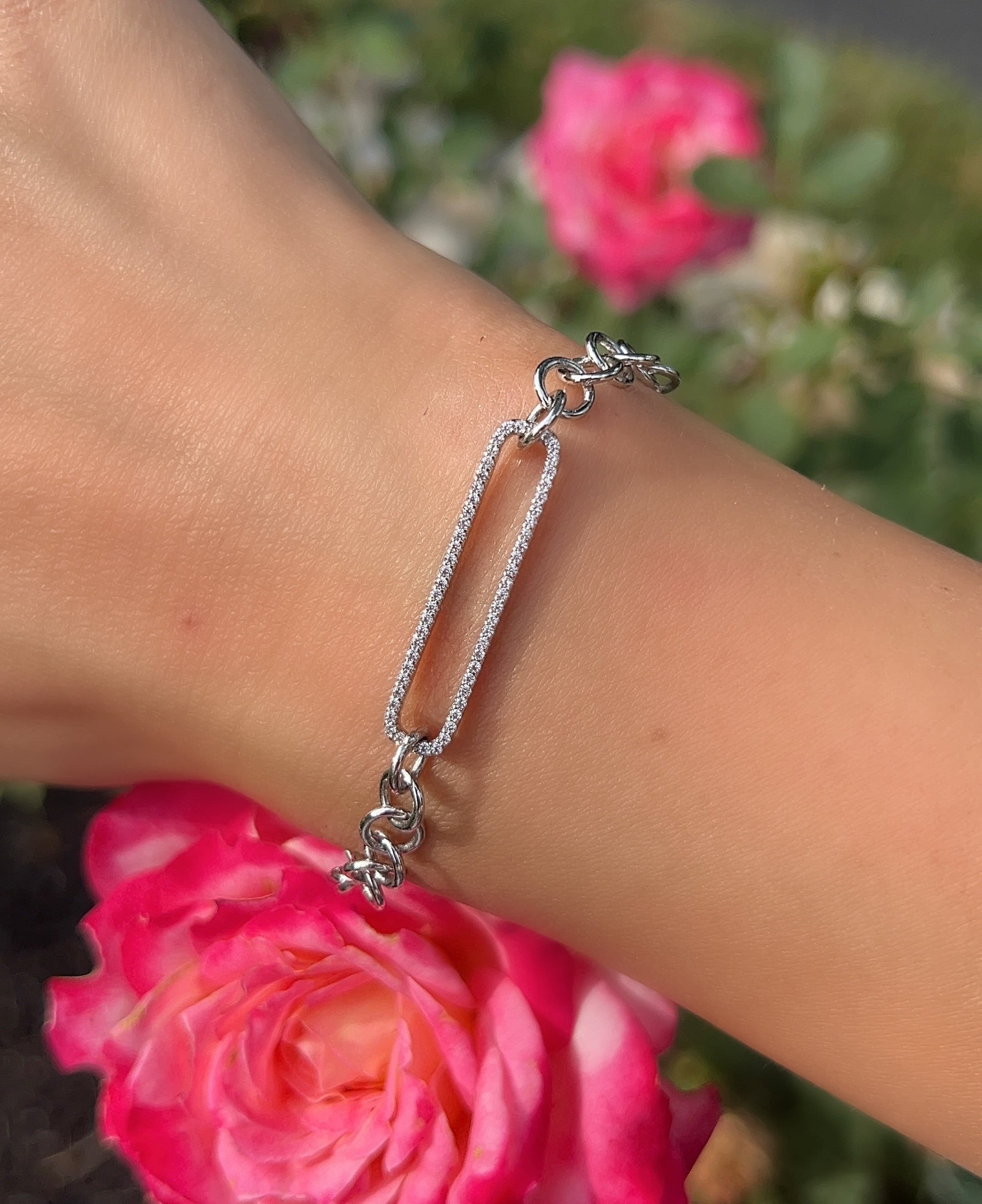 Oversized Pave Paperclip Bracelet 