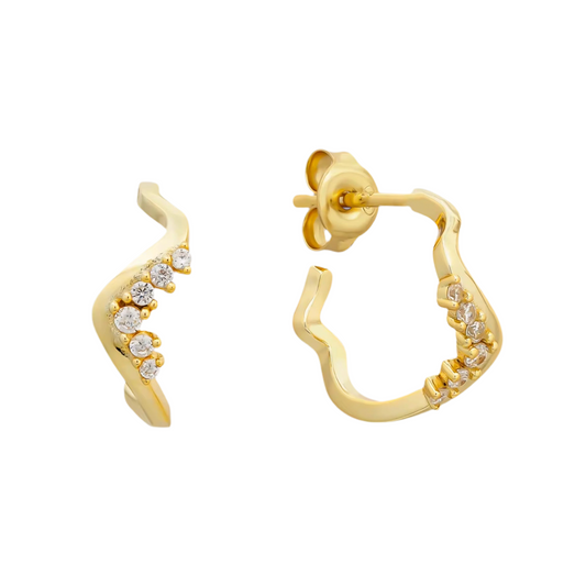 Diamond Curved Arc Earrings 