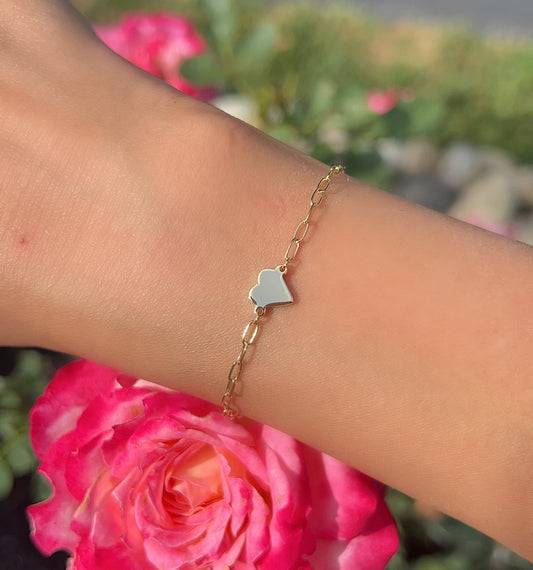 Smooth Heart Paperclip Bracelet 