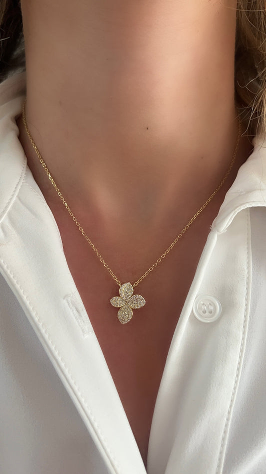 Pave Petal Necklace 