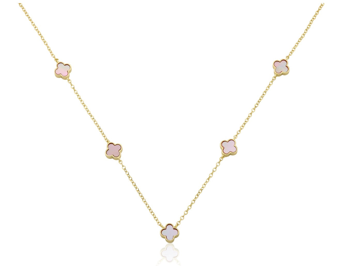Girls Mother of Pearl Clover Necklace 